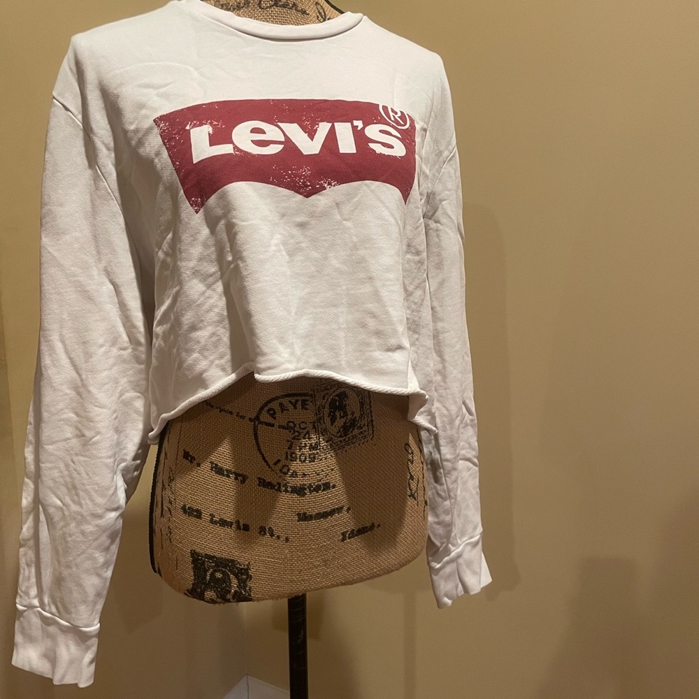 Levi's White and Red Women's Active/ Leisure Crop Top Size XL Fits Small